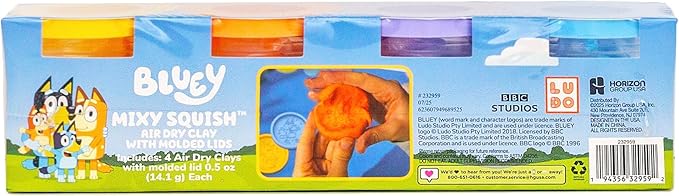 Bluey Mixy Squish Air-Dry Clay with Molded Lids, 4-Pack