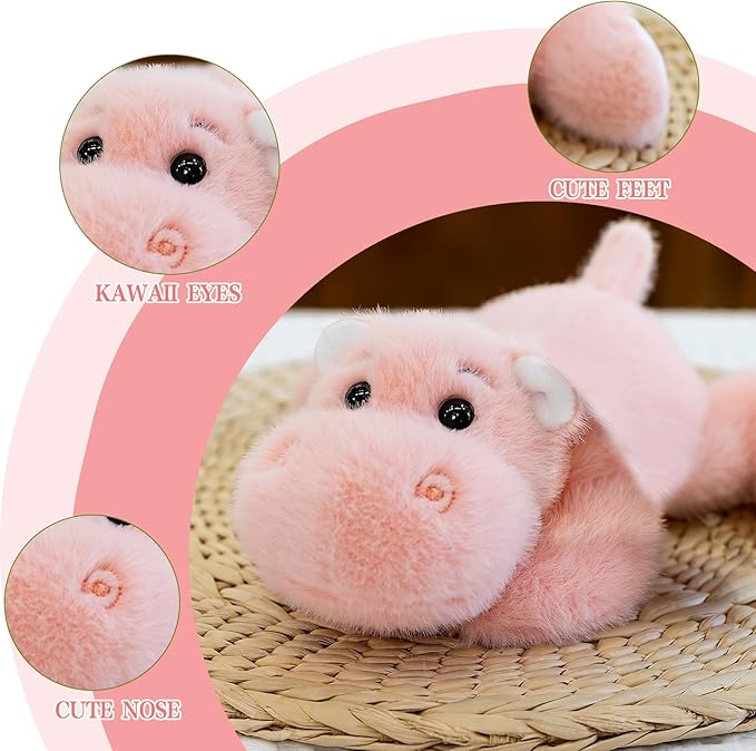Hippo Stuffed Animal Plush Cute Hippo Plush Toy Ultra Soft Hippo Gifts for Kids Girls Boys 7.8in