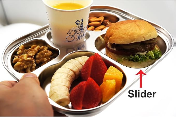 Korean Stainless Steel Non-Toxic Divided Plates for Toddlers & Kids 2-Pack | Premium 304 Electro-Polished Stainless Steel, No Black Residue, BPA-Free Tray for Picky Eater Babies and Littles
