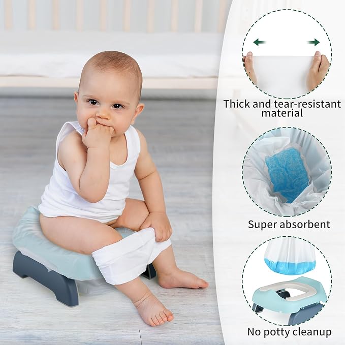 36 Packs Potty Bags for Portable Toilet Disposable Travel Potty Liners fit for OXO Tot 2-in-1 Go Potty Universal Portable Potty Chair Liners Leakproof Refill Potty Bags with Absorbent Pads