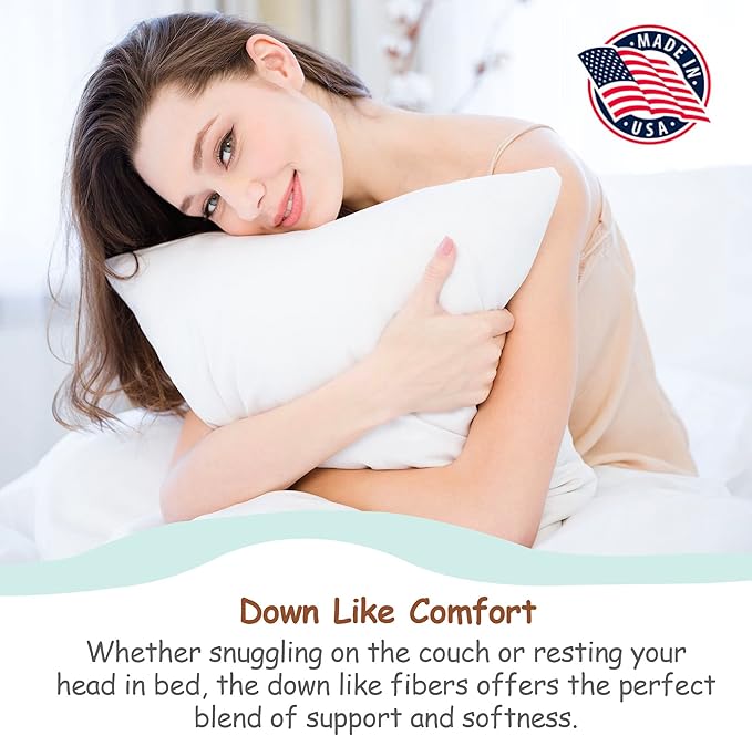 Pillowflex Synthetic Down Pillow Insert 14x20 in - Karate Chop Pillow | Small Rectangle Sham Form, Plush Polyester Cotton Blend, Cloud-Like Comfort, Clump-Resistant Fill, Smooth Elegant Finish