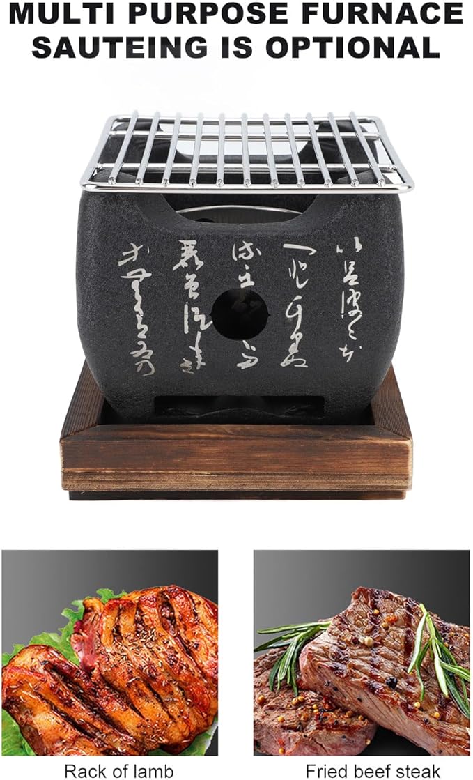 Topyond Japanese Charcoal Grill, Portable BBQ Stove(6.5x5.7in) | Hibachi & yakitori grill，heat-resistant fast heating BBQ stove, portable hibachi grill for yakiniku, robata,outdoor cooking