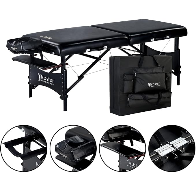 Master Massage 30" Galaxy Pro Portable Massage Table Package in Black with Ambient Lighting System