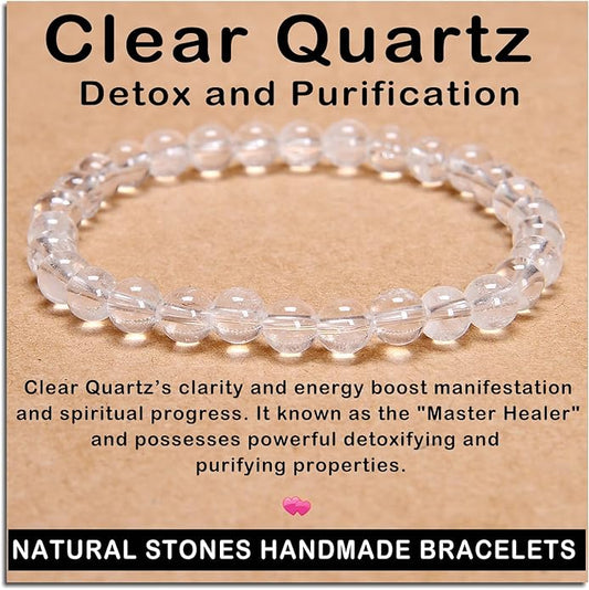 AD Beads Handmade Gemstone Stretch Elastic Bracelet Crystal Healing Reiki Nature's Beauty and Spiritual Essence Unisex