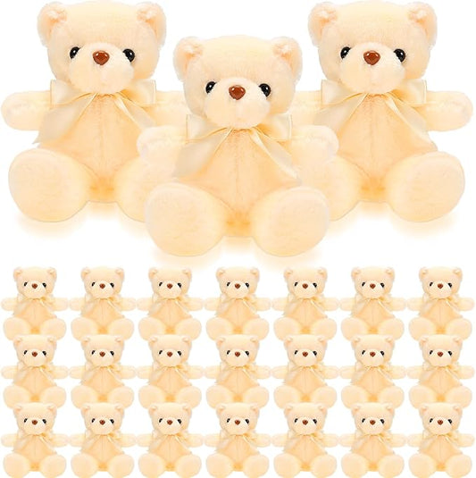 HyDren 24 Pcs Operation Christmas Bear Stuffed Animal Plush Gift Bulk 12 Inches Soft Toys for Kids Christmas Charity Donation, Holiday Party Favors & Classroom Gifts(Beige)