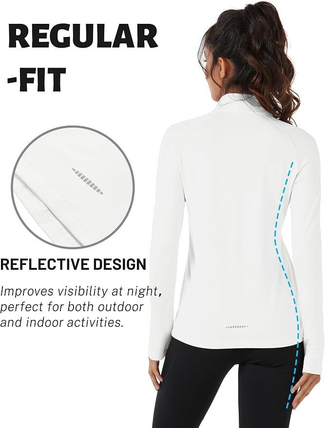 TACVASEN Women's Quarter Zip Sweatshirt Fleece Long Sleeve Workout Pullover | Lightweight Breathable Thermal Fabric,Mock Neck Design,Athletic Tops,Ideal for Gym Running Activities
