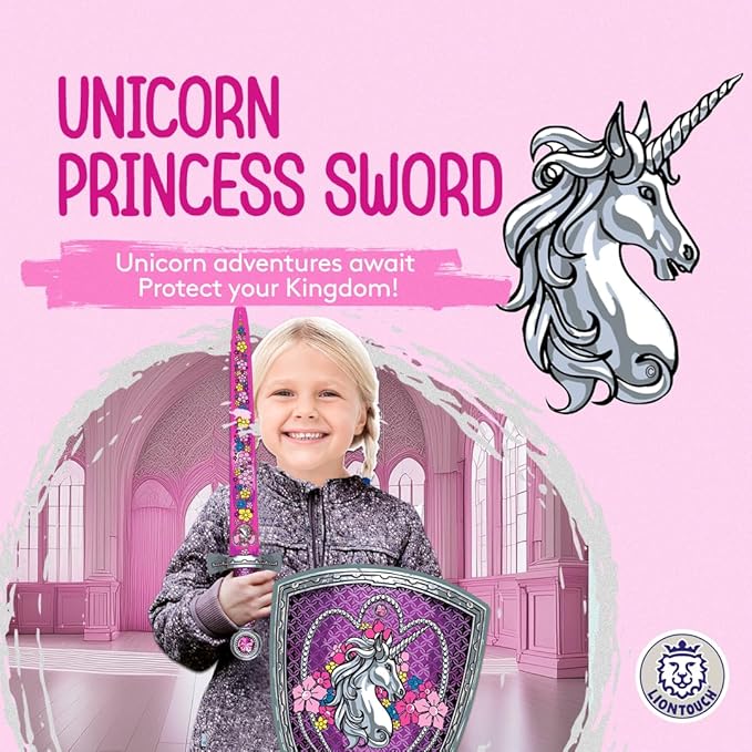 Liontouch - Unicorn Princess Sword for Girls - 3-6 Years | Medieval Style Toy for Pretend Play for Toddlers with Flowers & Gemstones | Safe & Durable Foam Accessory for Royal Dress Up & Costumes