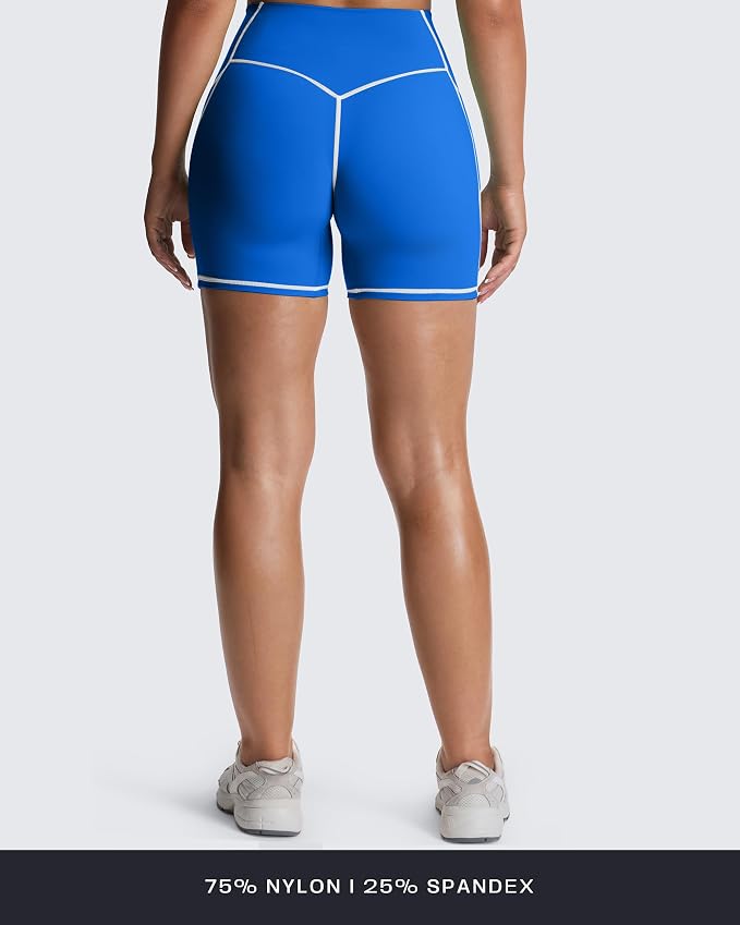 Aoxjox Lexi Lined Workout Biker Shorts for Women Tummy Control High Waisted Exercise Athletic Gym Running Yoga Short 6"