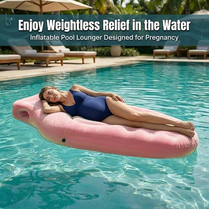 Inflatable Tummy Nest Pregnancy Pillow with Belly Hole, Belly Mattress for Pregnancy Pillow Stomach Sleepers,Maternity Pool Float,Prenatal Massage Pillow,Extra Wide&Tall,All Pregnancy Stages (Pink)
