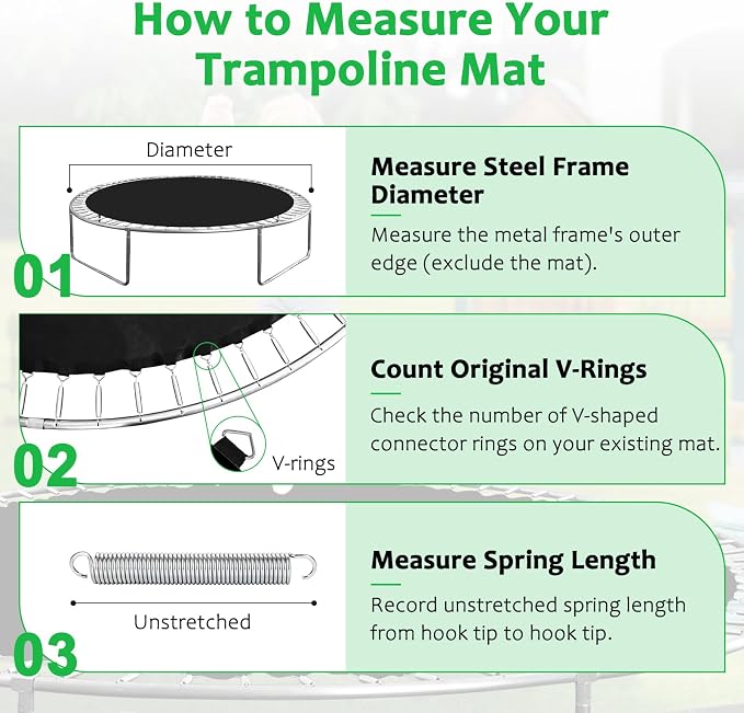 Replacement Trampoline Mat，Heavy-Duty, UV-Resistant & Durable Bounce Pad for 12/14/15ft Round Trampolines - Perfect for Safe & Fun Jumping