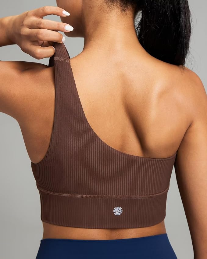 Queenie Ke Womens One Shoulder Sports Bra Left Side Strap Yoga Bras Gym Training Workout Crop Tops