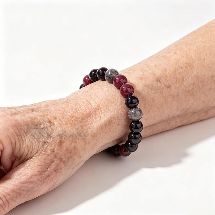 Menopause Bracelet for Women, Natural Crystal Elastic Bracelets Hot Flashes & Anxiety Relief Calming Balance Menopause's Support Jewelry Gift With Card