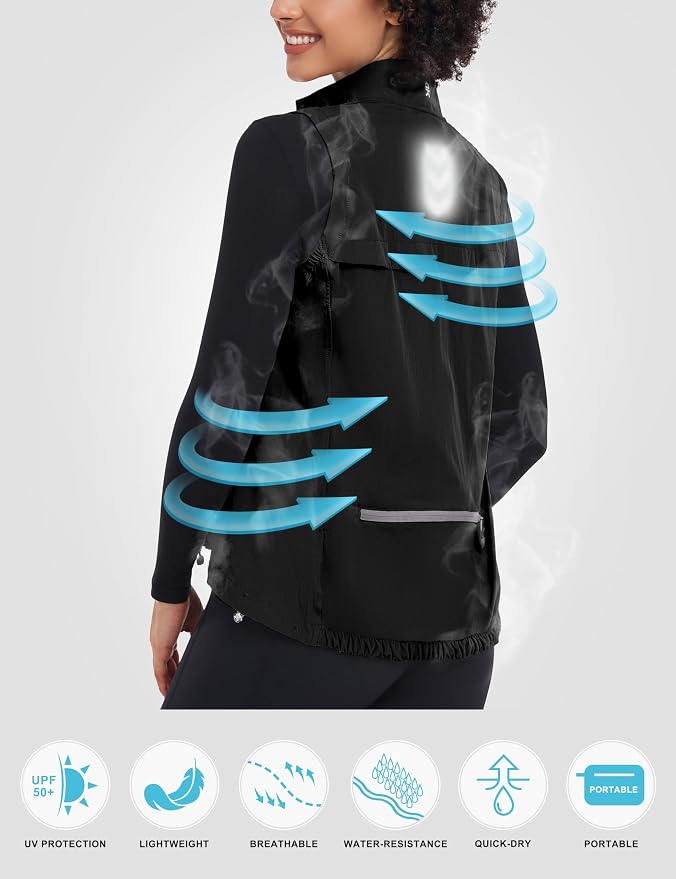 Little Donkey Andy Women's Lightweight Quick Dry Vest Windproof Summer Vest | Stretch Quick Dry Material, Windproof Breathable Vest, Cooling Effect Summer Outerwear, Running Cycling Golf Tennis Hiking