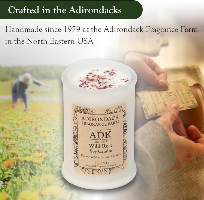 ADK Wild Rose Scented Candle, 4.5 Oz Aromatherapy Candle, Proudly Poured in The USA, Natural Wax for Relaxation and Home Décor, for Gift, Kitchen, and Living Spaces