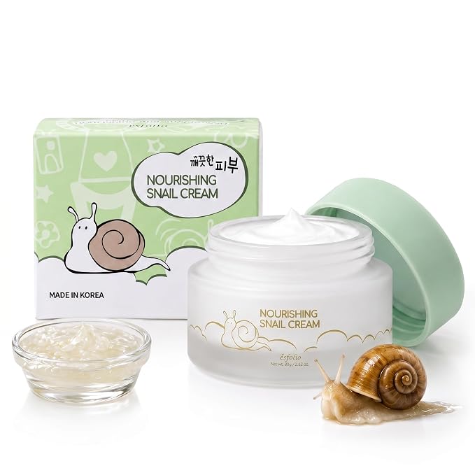 esfolio made in Korea Snail Nourishing Cream 2.82 Oz, Daily Facial Moisturizer with Snail Extract, Lightweight Face Cream for Soft and Comfortable Skin, Fast Absorbing Korean Skincare
