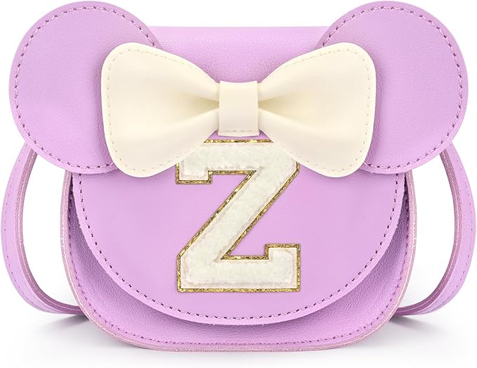 mibasies Toddler Purse Girl Gifts: Girls Birthday Gifts for 3-8 - Toys for Ages 2-4 Girls Mouse Ears Purse, Purple, Letter Z