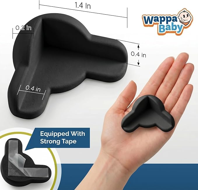 Silicone Corner Protectors for Baby Proofing – Soft Adhesive Corner Guards for Tables & Furniture, Child Safety Edge & Corner Bumpers. Protects Toddlers from Sharp Edges (12 Pack/Black)