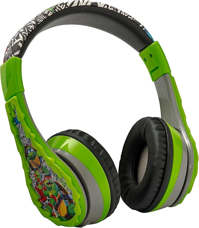 eKids Bluetooth Headphones for Kids, Wireless Headphones with Microphone, Includes Aux Cord (Ninja Turtles)
