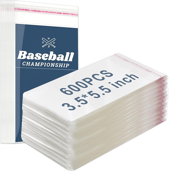 Lewtemi 600 Pcs Graded Card Sleeves Resealable Team Bags for Trading Cards Baseball Sports Slabs Holders Plastic Collectible Slabs Protection,3.5" x 5.5"