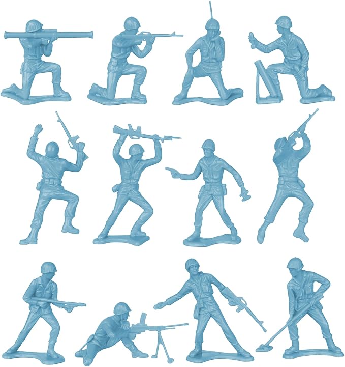 TimMee Plastic Army Men - Powder Blue 48pc Toy Soldier Figures - Made in USA