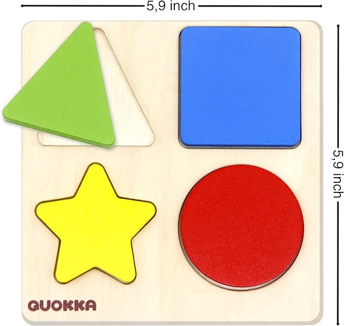 QUOKKA Toddler Puzzles Ages 2-4 – Wooden Puzzles for Kids 1-3-5 Year Old – Learning Travel Game with Numbers Animals Shapes – Wood Educational Gift for Boys and Girls