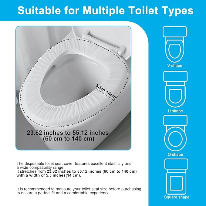 200 Pack Disposable Toilet Seat Cover Waterproof Non-Woven Fabric, Disposable Toilet Seat Covers for Travel, Disposable Seat Covers for Outing Hotel Hospital Public Toilet (Individual Package