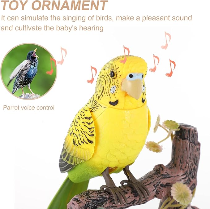 NUOBESTY Plush Repeat What You Say Parrot Toy Electric Talking Parrot Sound Recording Voice Repeating Toy Funny Electronic Pets Kids Adults Interactive, Yellow Outdoor