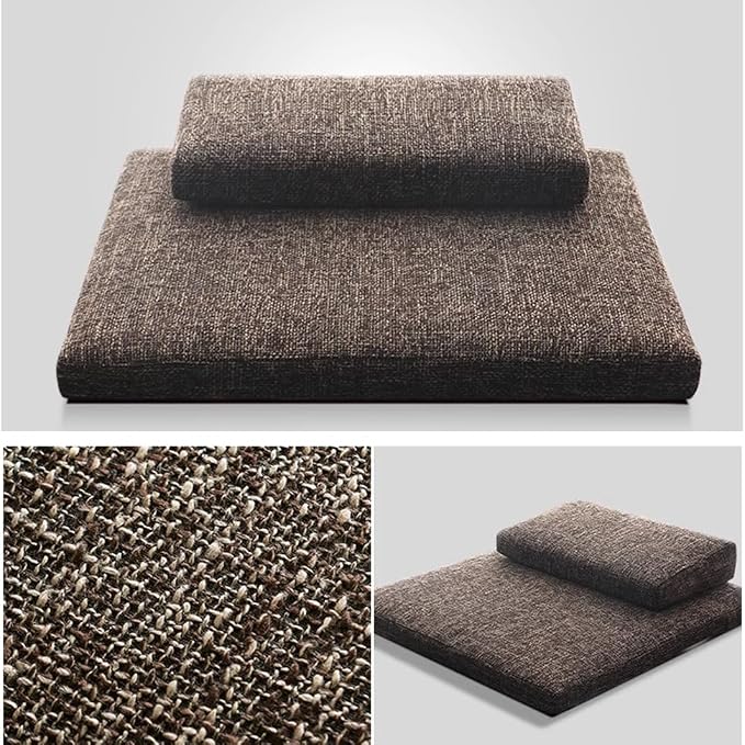 Portable Foldable Meditation Cushion Mat Set with Washable Cotton Linen Cover, Larger Yoga Mat Bolster Floor Pillows Seating for Adults Meditation Accessories grey-60CM