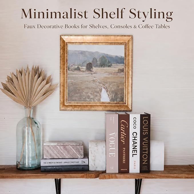 4-7 Pieces Fashion Decorations Book Set. Premium Aesthetic Faux Books for Room Decor. (4) | Refined Modern Look - Not Real, No Pages Inside - Arrives Flat, Tool-Free 2-Min Setup