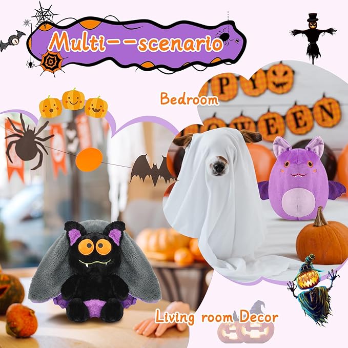 Halloween Bat Stuffed Animal - Purple Plush Toy for Kids & Adults, Cute Bat Stuffed Animal with Soft Plush for Halloween Decor & Gifts