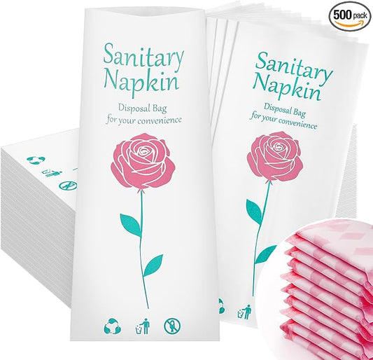 500 Pcs Floral Sanitary Napkin Disposal Bags Feminine Hygiene Leak-Proof Personal Care Biodegradable Waste Bags for Pads Tampon Liners 9 x 3.9 Inches