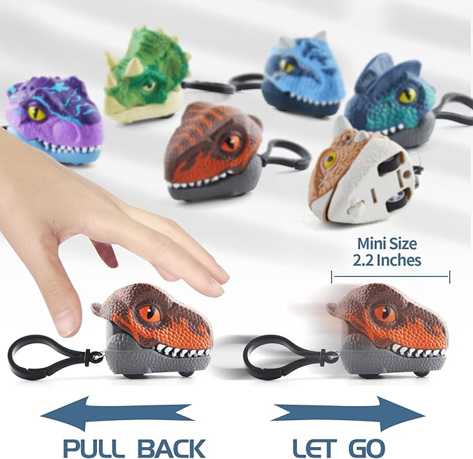 DINOBROS Dinosaur Surprise Egg Toys – 6 Pack Dino Eggs with Pull Back Cars and Chomping Action – Dinosaur Figures Easter Eggs for Kids 3-7, Perfect Easter Basket Stuffers