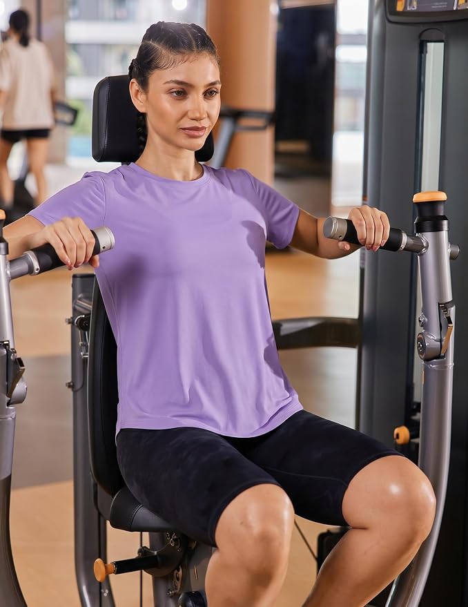 PINSPARK Soft Workout Tops for Women UPF 50+ Sun Protection Shirt Quick Dry Athletic Running Hiking Travel Basic Tee Shirts