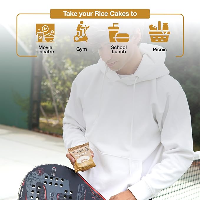 Deluxe & Bla Bla 12 Pack Stuffed Rice Cake Whole Grain, Natural & Healthy Snack Gluten Free, Kosher Certificate & Low Calorie 28 Gr (Caramel White Chocolate)