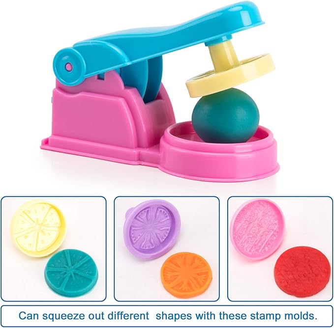 Dough Tools for Kids, 46Pcs Dough Toys Include Play Food Molds - Cupcakes, Ice Cream, Noodle, Play Bulk Pack with Roller, Cutters, Scissor, DoughMat and Storage Bag Gifts (Tools)