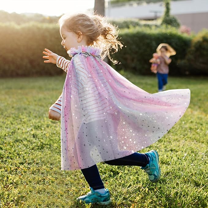 Meland Princess Dress up Clothes for Girl, 11Pcs Princess Cape with Kid Crown Toys,Dresses for Girl 3,4,5,6,7,8 Birthday Gift