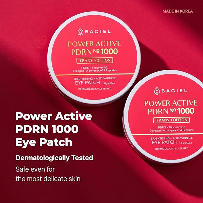 BACIEL - Hydrogel Under Eye Pacthes with PDRN 1000ppm, Collagen and Peptide (30 pairs) - Reduce Fine lines, Wrinkles - Mask For Puffy eyes, Eye bags, Dark Circles