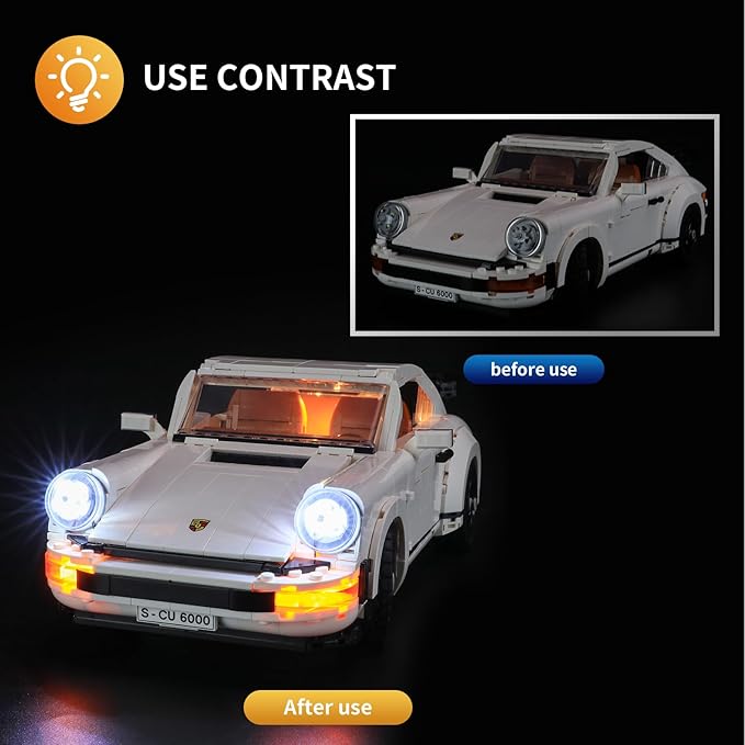 Vaodest LED Light for Lego 10295 Creator Expert Porsche 911 Set,Design and Configuration Compatible with Model 10295(LED Light Only, Not Building Block Kit)