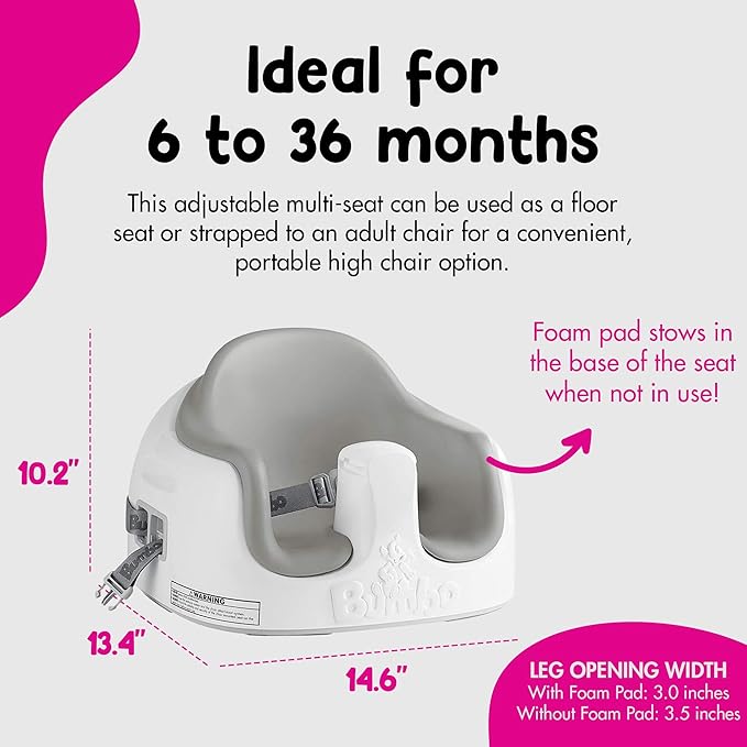 Bumbo 3-in-1 Multi-Seat for 6 to 36 Months, Travel Baby Feeding & Play Floor Seat, All-in-One Portable Booster with Tray & Toddler High Chair, Monsoon