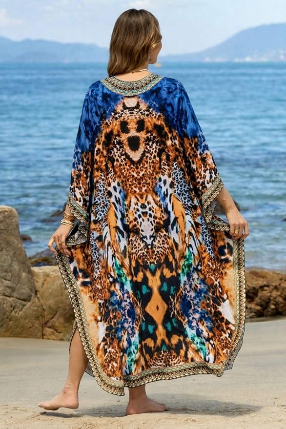 Mumu Dresses for Women Plus Size, Bohemian Kaftan Beach Cover Up Long Maxi Nightgown Soft Loungewear