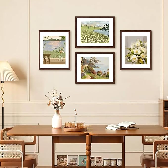 11x14 Picture Frame Set of 2, Photo Frame with HD Plexiglass, Display Pictures 8x10 with Mat or 11x14 Without Mat, Brown Picture Frames Collage Wall Decor, Gallery Wall Frame