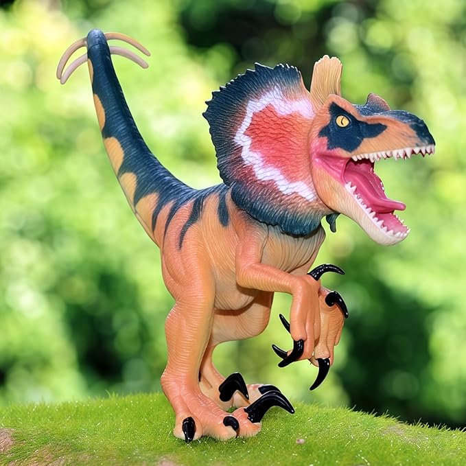 Gemini&Genius Dilophosaurus Dinosaur Toy, Realistic Action Figure, Gift, Stocking Stuffer, Birthday Cake Topper, Family Party Gifts, Room Decoration for Kids