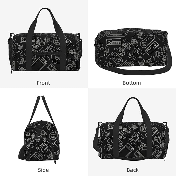 Fiokroo Sports Gym Bag Video Game Controller Background Travel Duffel Bag For Men Women With Shoe Compartment Water Resistant Gym Bag Carry On Duffel Bag For Weekend Traveling Yoga Gym Sports