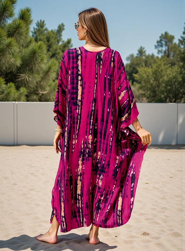 Mumu Dresses for Women Plus Size, Bohemian Kaftan Beach Cover Up Long Maxi Nightgown Soft Loungewear