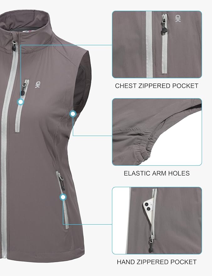 Little Donkey Andy Women's Lightweight Quick Dry Vest Windproof Summer Vest | Stretch Quick Dry Material, Windproof Breathable Vest, Cooling Effect Summer Outerwear, Running Cycling Golf Tennis Hiking