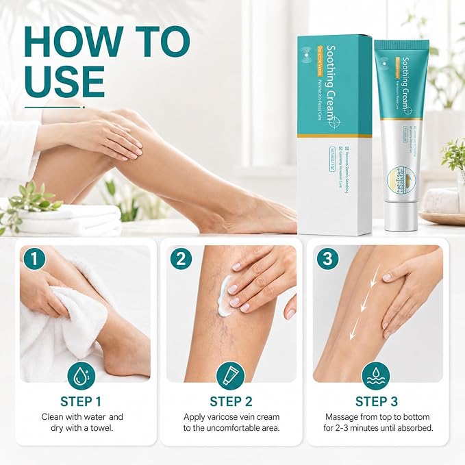 2PCS Herbal Vein Care Cream for Legs & Shoulders, Botanical Massage Cream,Fast-Absorbing Moisturizing Formula for Daily Skin Care