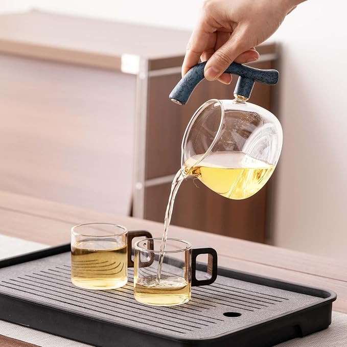 Zurucily Glass Teapot Set with Infuser Semi Automatic Tea Set Magic Teapot (Dolphins)