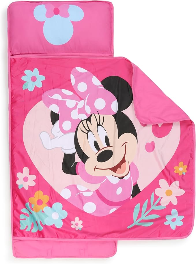 Jay Franco Kids Nap Mat with Embedded Pillow & Blanket – Soft 46"x20" Microfiber Sleeping Bag with Name Tag & Handle