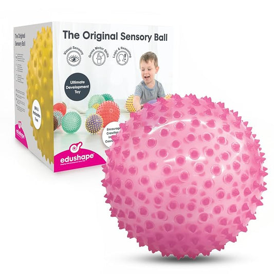 Edushape The Original Sensory Ball for Baby - 7" Transparent Pink Color Baby Ball that Helps Enhance Gross Motor Skills for Kids Aged 6 Months & Up - Vibrant, Colorful & Unique Toddler Ball