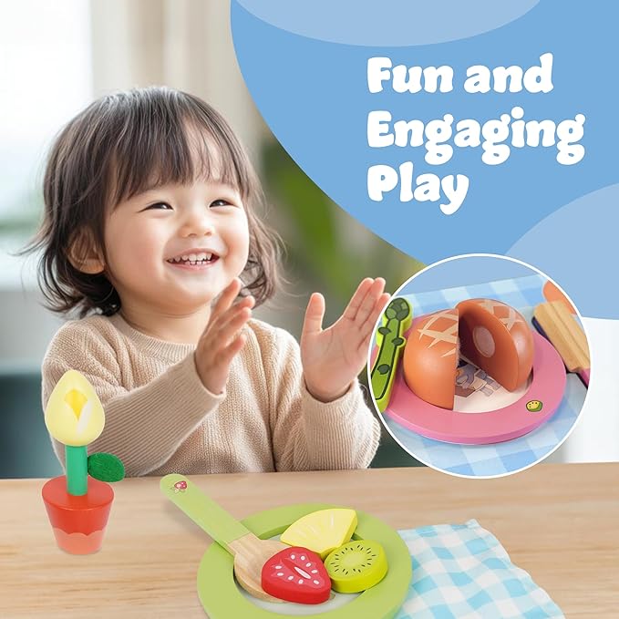 Bluey - Dine in with Bluey Set, 32-Piece Wooden Toy Set with Magic Asparagus, Plates, Utensils & More, Perfect for Role-Play & Imaginative Fun, FSC-Certified, Suitable for 3 Years & Up